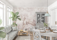 Blush Pink Botanical Leaf Wall Mural Wall Mural