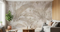 Neutral Beige Tropical Leaves Wall Mural Wall Mural