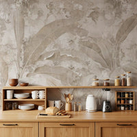 Neutral Beige Tropical Leaves Wall Mural Wall Mural