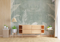 Misty Sage Botanical Leaves Wall Mural Wall Mural