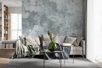 Vintage Ginkgo Leaf Steel Blue Wall Mural Wall Mural