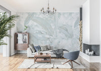 Ice Blue Botanical Banana Leaf Wall Mural Wall Mural