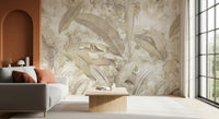 Warm Sand Beige Tropical Botanical Leaf Wall Mural Wall Mural
