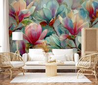 Springtime Magnolia Botanical Wall Mural