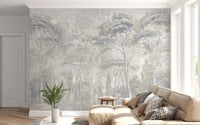 Warm Sand Grey Misty Forest Landscape Wall Mural Wall Mural