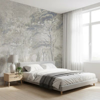 Warm Sand Grey Misty Forest Landscape Wall Mural Wall Mural