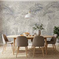 Warm Sand Grey Misty Forest Landscape Wall Mural Wall Mural