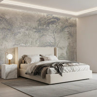 Warm Sand Grey Misty Forest Landscape Wall Mural Wall Mural