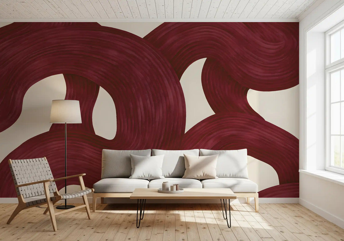 Deep Burgundy Intertwined Arches Wall Mural