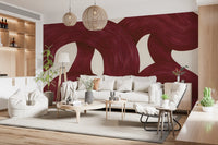 Deep Burgundy Intertwined Arches Wall Mural