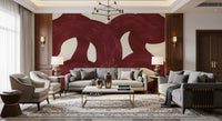 Deep Burgundy Intertwined Arches Wall Mural