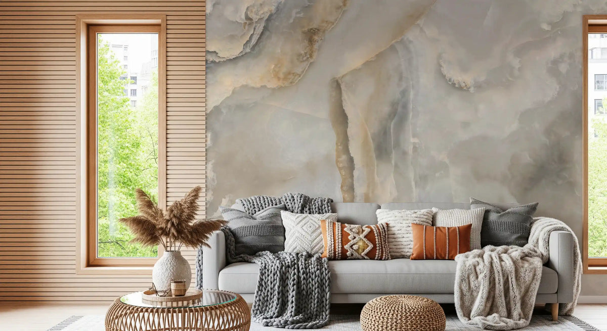 Natural Cream Onyx Stone Texture Wall Mural