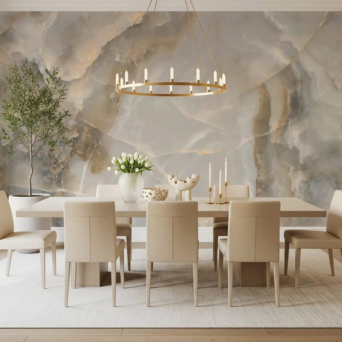 Abstract Neutral Stone Texture Wall Mural