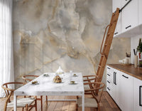 Serene Cream and Taupe Marble Vein Wall Mural