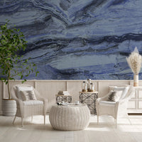 Indigo Veined Marble Slab Wall Mural