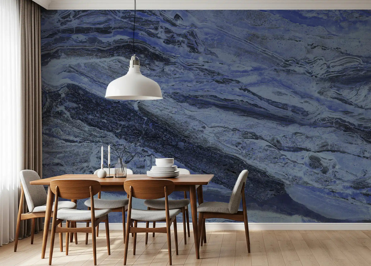 Deep Azure Marble Flow Wall Mural