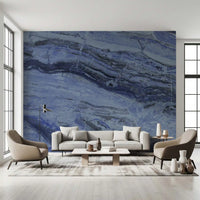 Midnight Cobalt Marble Veins Wall Mural