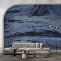 Abstract Swirls in Indigo and Slate Wall Mural