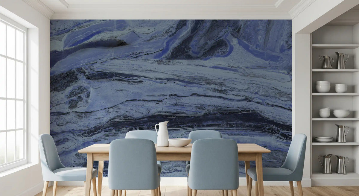 Abstract Swirls in Indigo and Slate Wall Mural