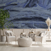 Abstract Swirls in Indigo and Slate Wall Mural