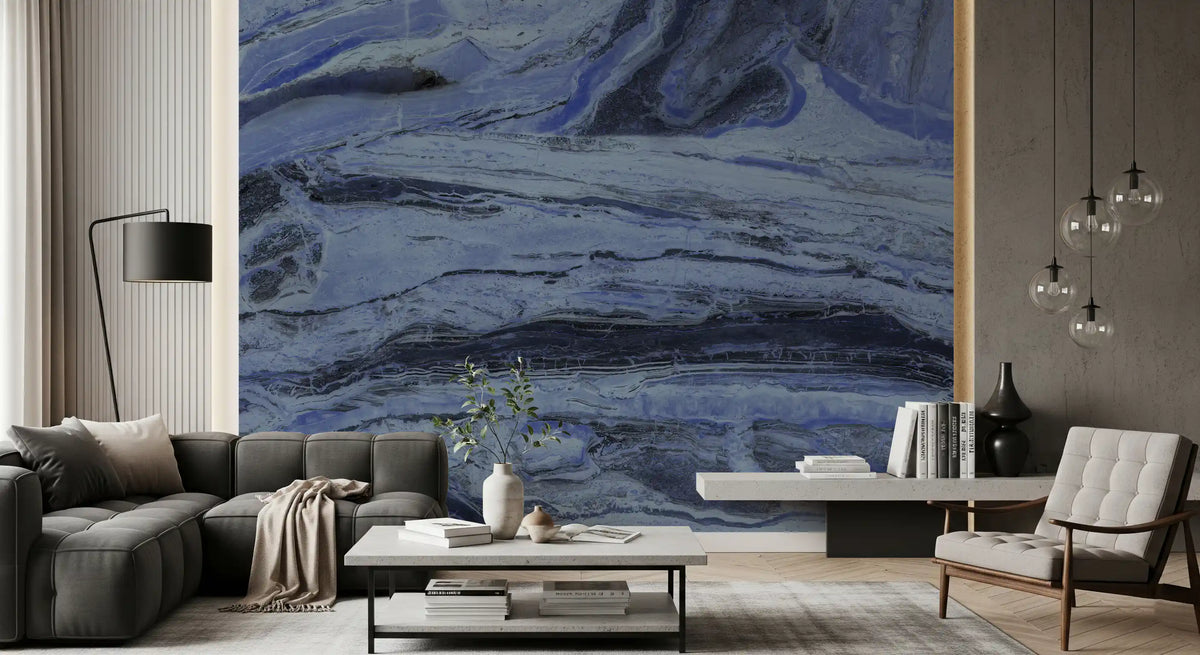 Abstract Swirls in Indigo and Slate Wall Mural