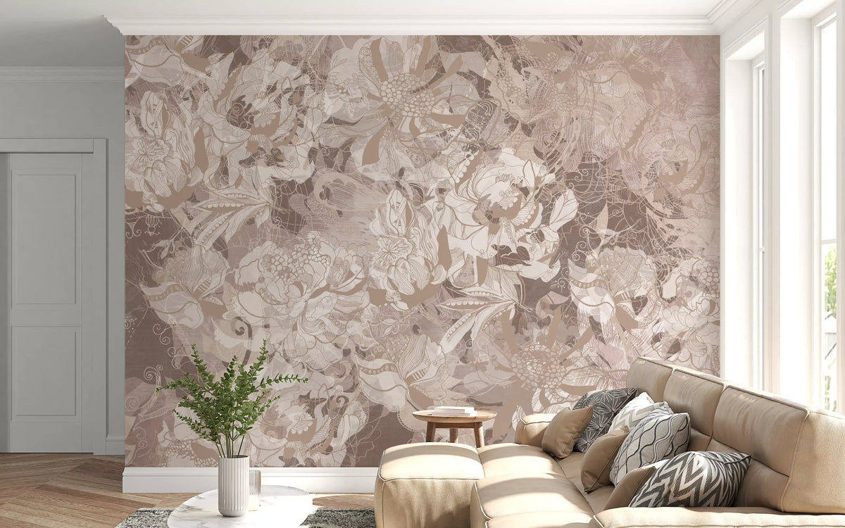 Misty Sage Duck Egg Botanical Floral Wall Mural Wall Mural