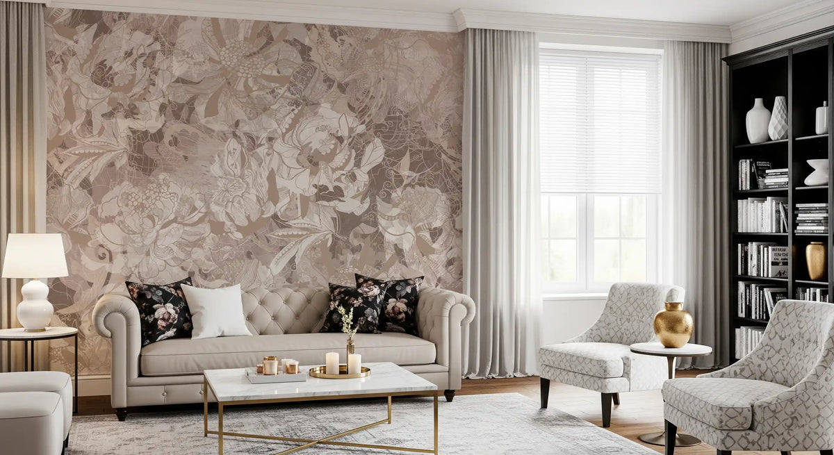 Misty Sage Duck Egg Botanical Floral Wall Mural Wall Mural