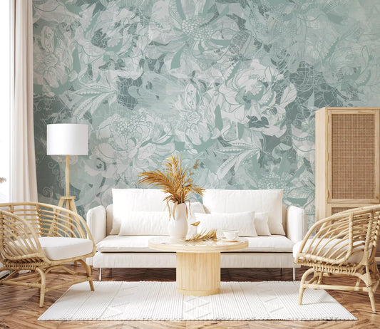 Warm Botanical Floral Wall Mural Wall Mural