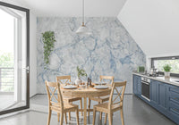Cool Blue Marble Vein Texture Wall Mural