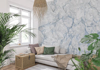 Cool Blue Marble Vein Texture Wall Mural