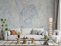 Ethereal Blue and White Marble Slab Wall Mural