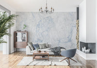 Ethereal Blue and White Marble Slab Wall Mural
