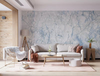 Serene Blue Veined Marble Texture Wall Mural
