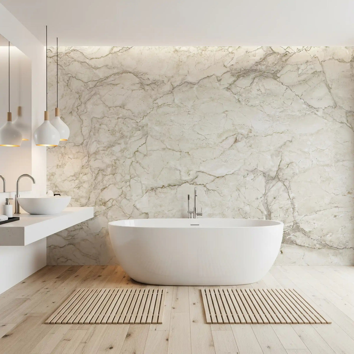 Cream Stone Vein Texture Wall Mural