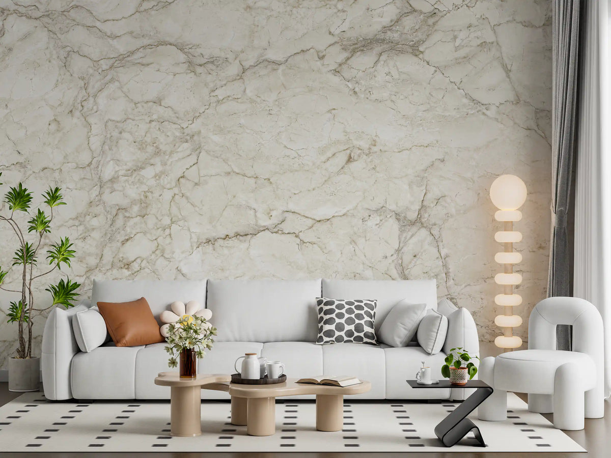 Cream Stone Vein Texture Wall Mural