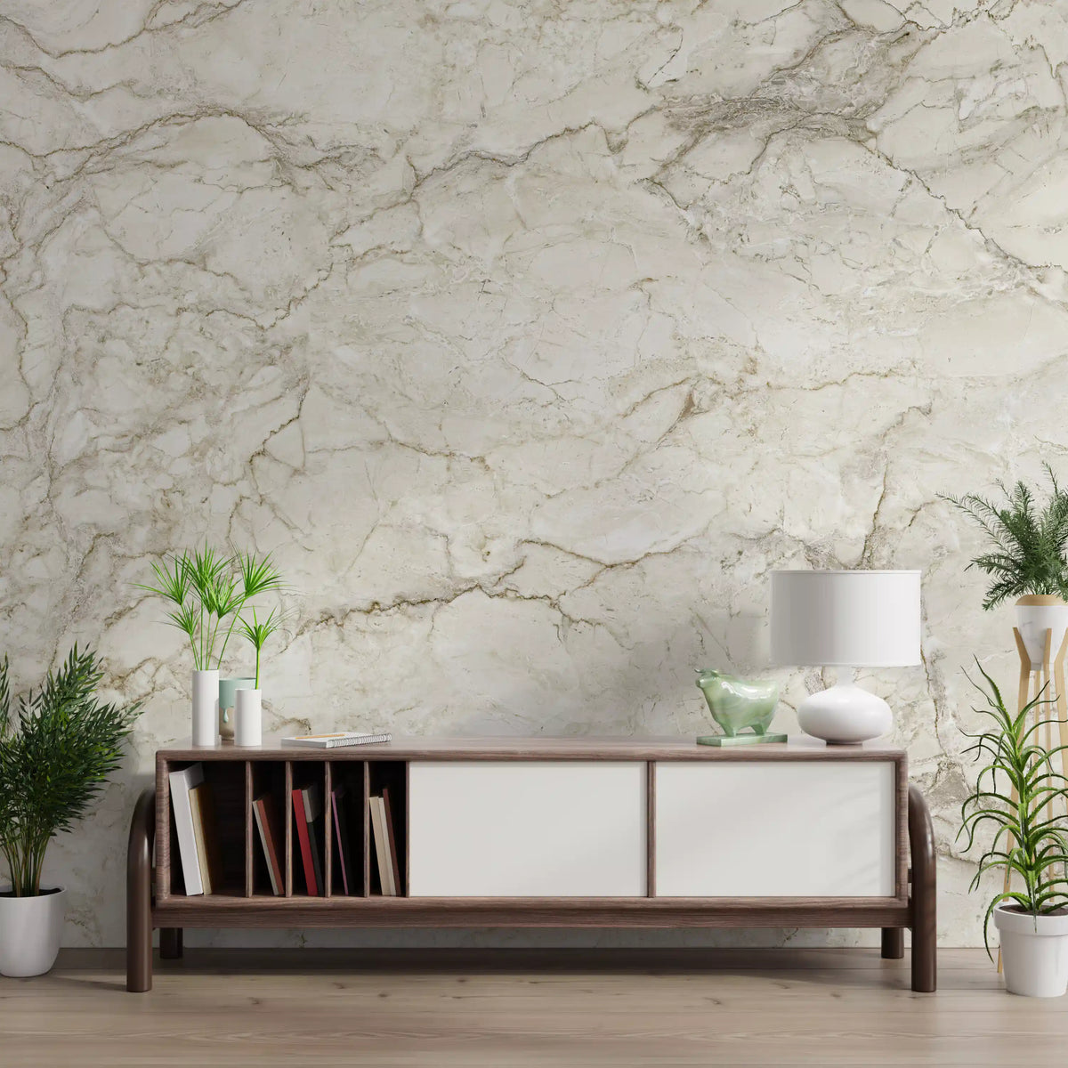 Cream Stone Vein Texture Wall Mural