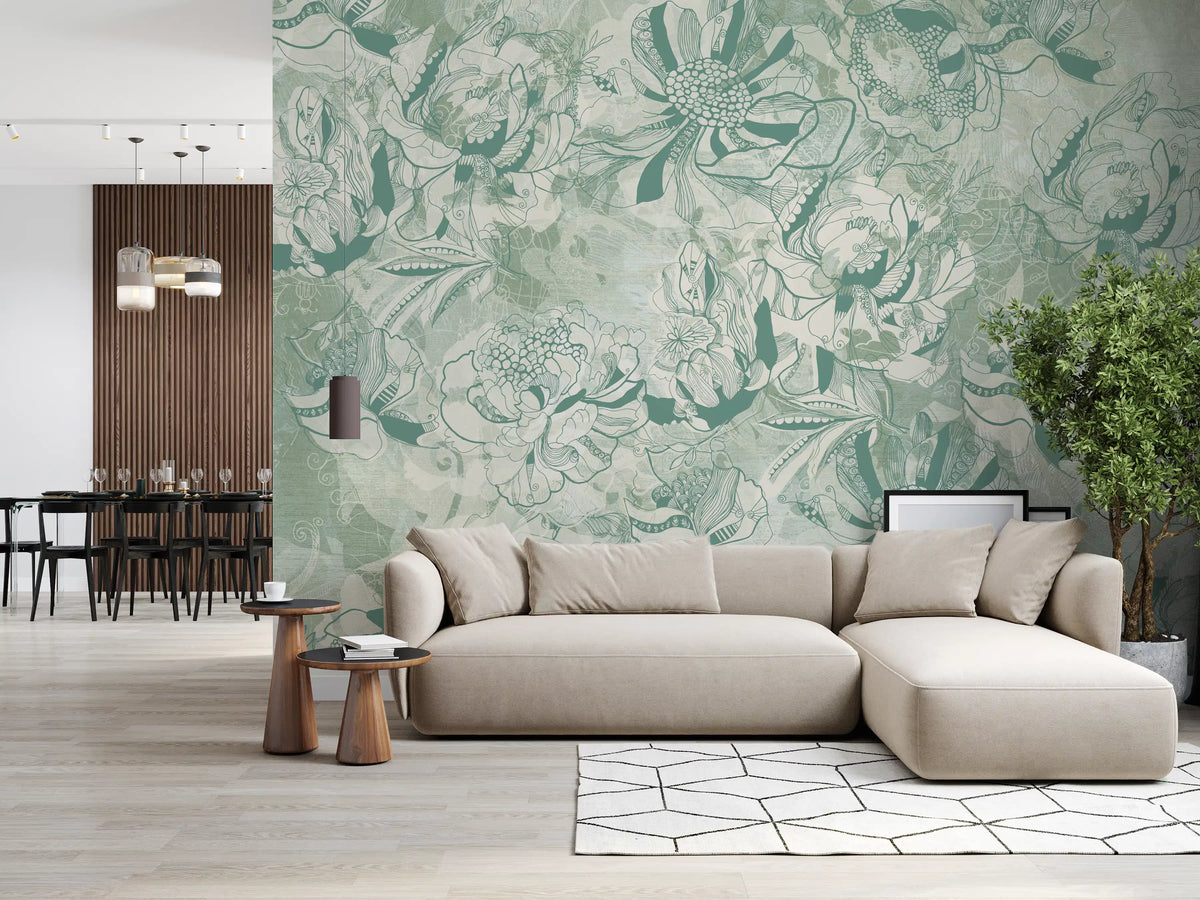 Eucalyptus Mint Botanical Floral Wall Mural Wall Mural