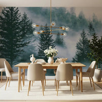Misty Alpine Forest Serenity Wall Mural
