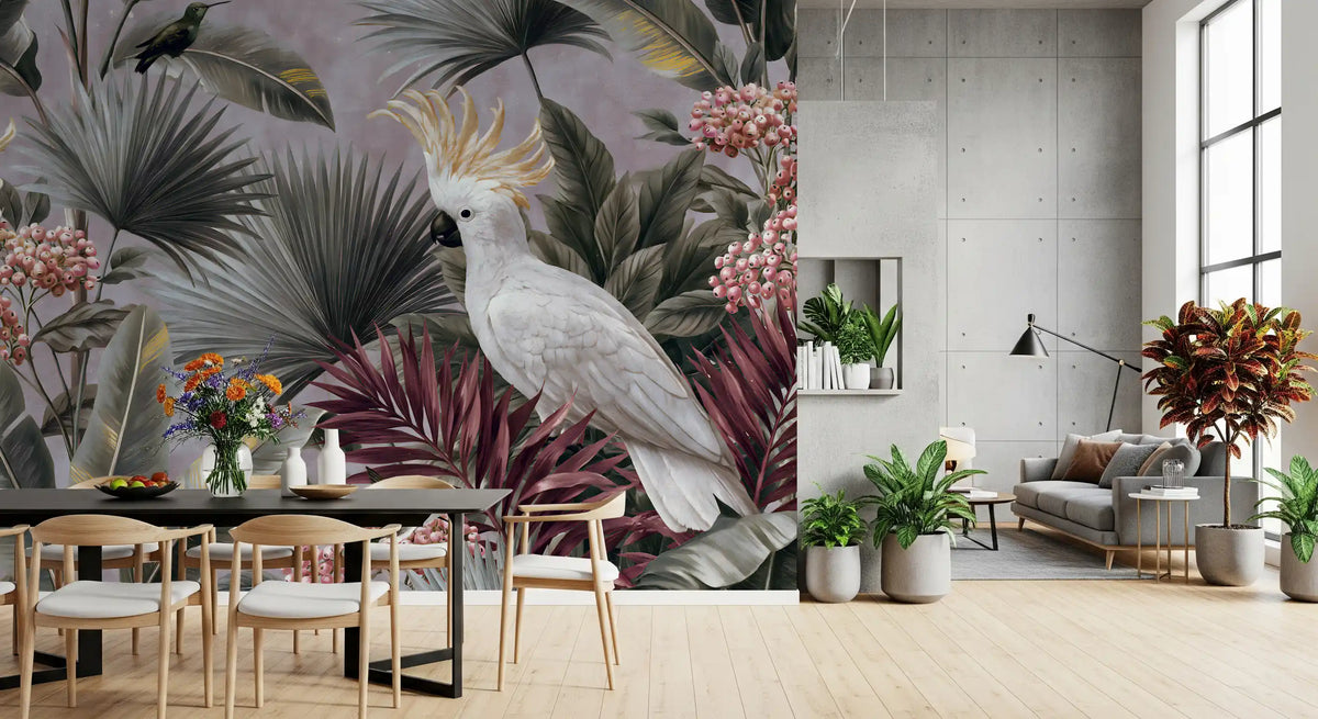 Cockatoo and Tropical Flora Wall Mural