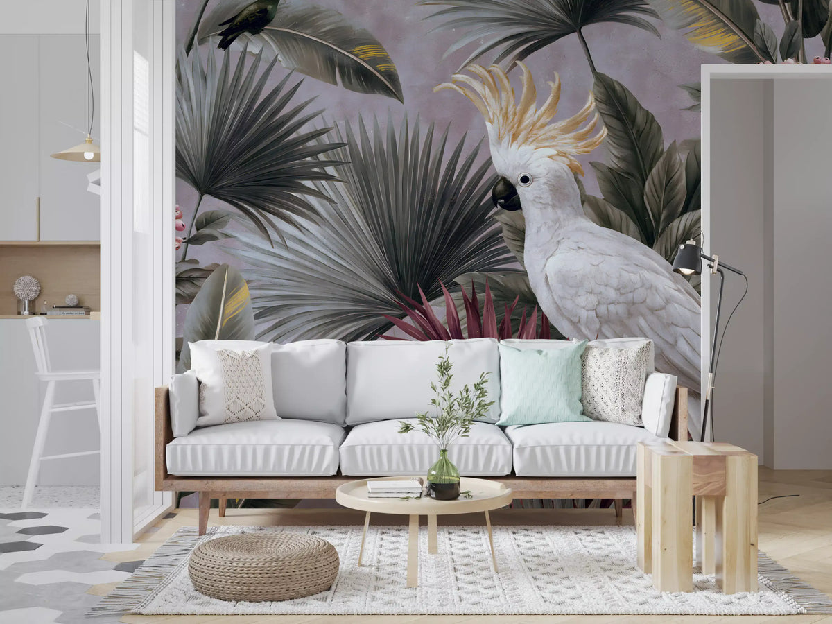 Cockatoo and Tropical Flora Wall Mural