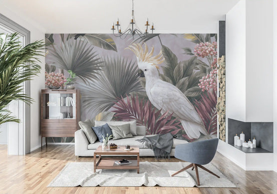 Cockatoo and Tropical Flora Wall Mural