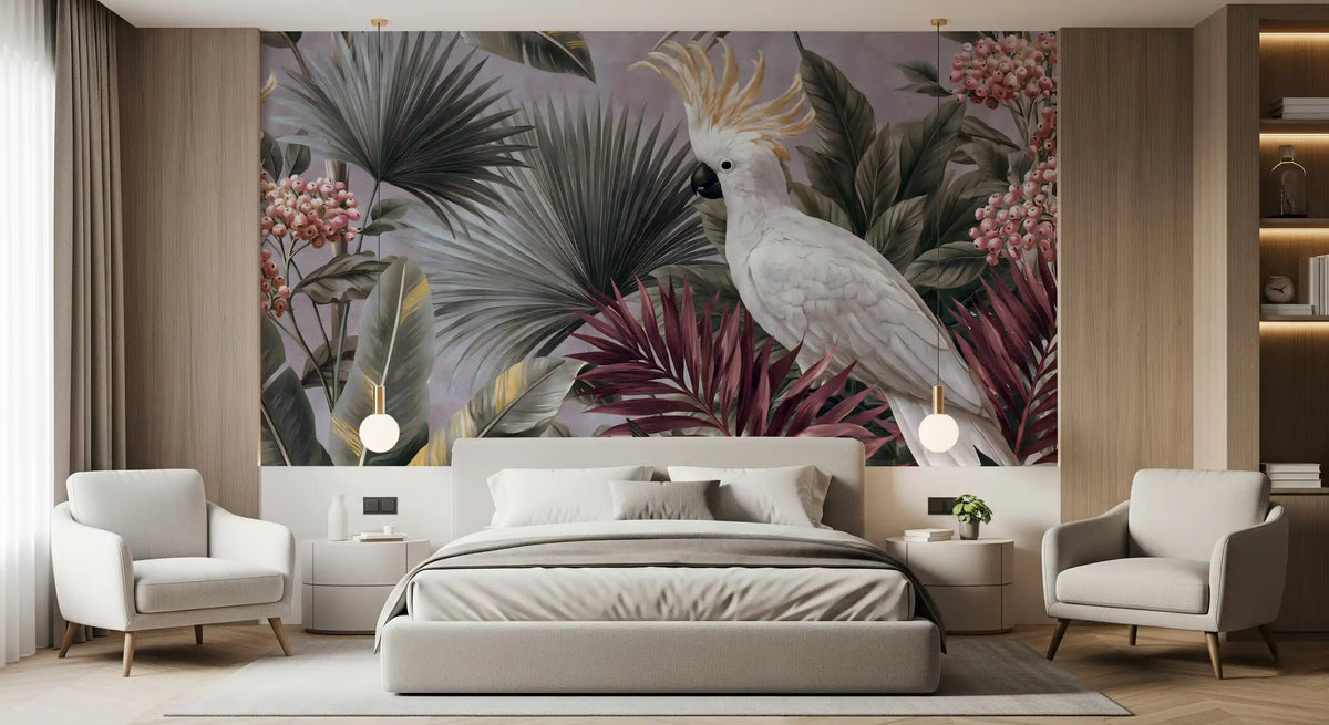 Cockatoo and Tropical Flora Wall Mural