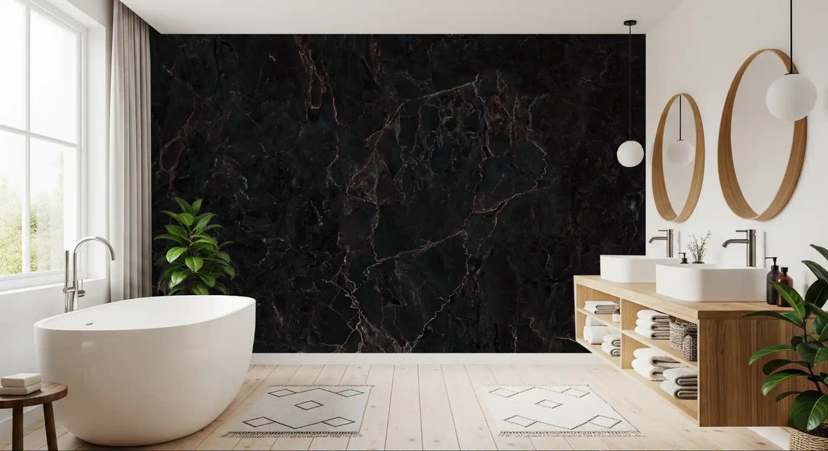 Midnight Noir Marble Slab Wall Mural