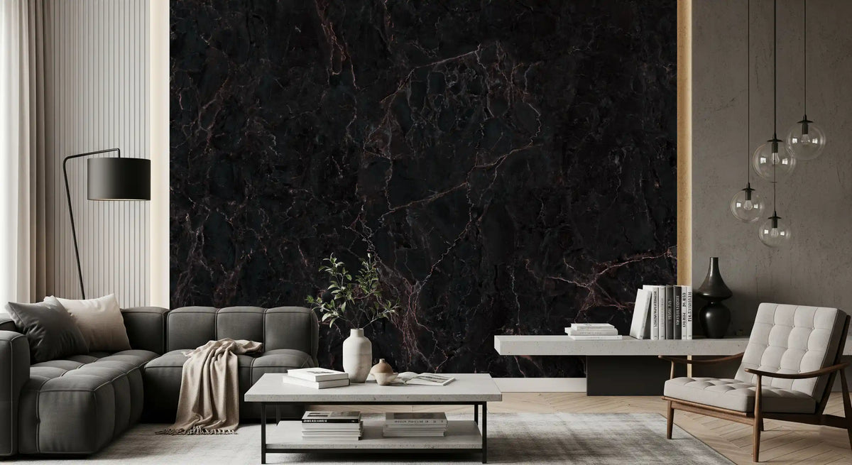 Midnight Noir Marble Slab Wall Mural