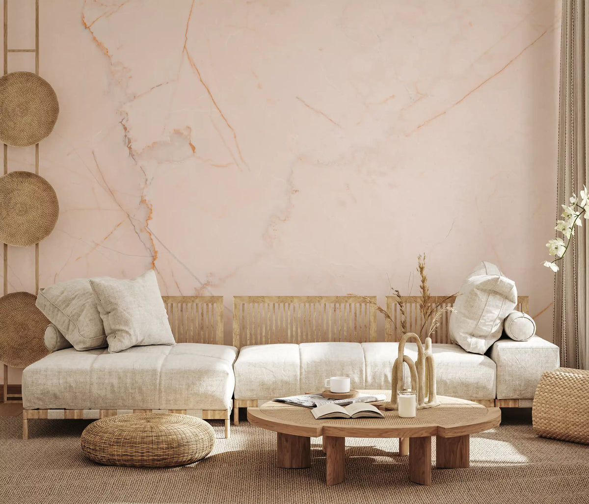 Blush Marble Vein Stone Wall Mural