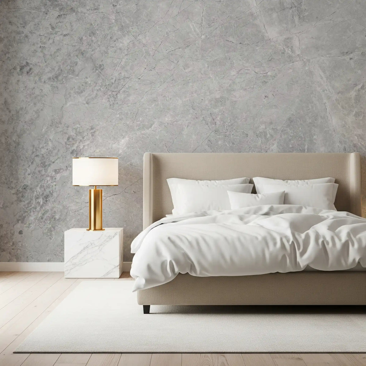 Classic Light Gray Stone Marble Wall Mural