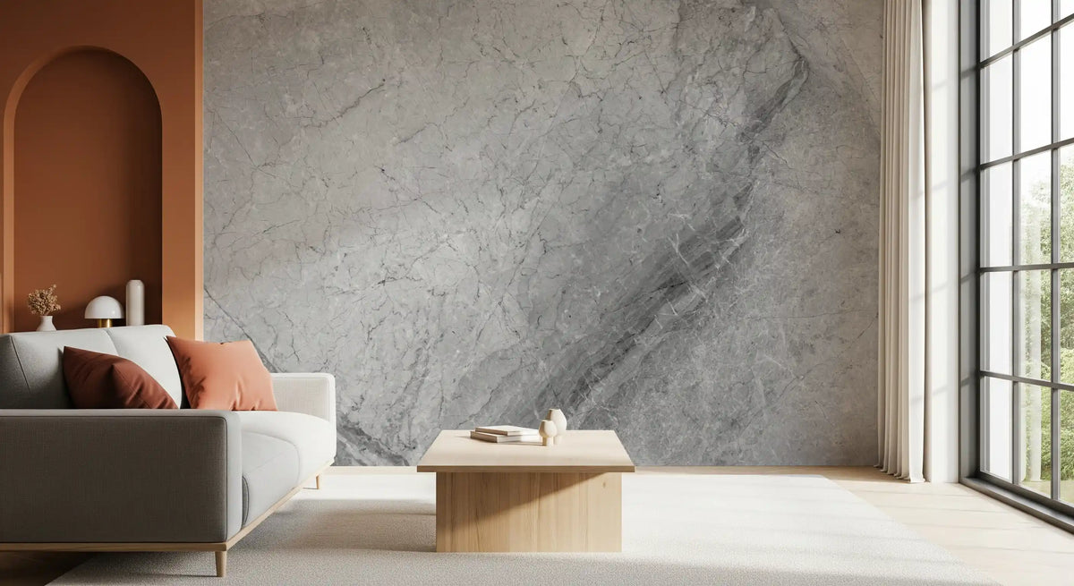 Minimalist Grey Marble Slab Wall Mural