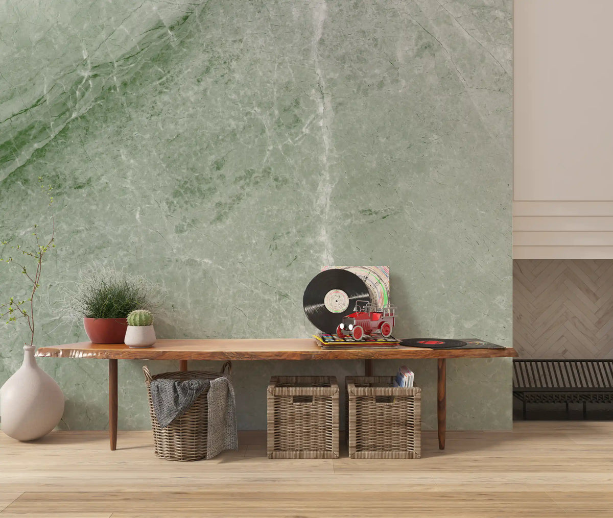 Sage Green Marble Vein Texture Wall Mural