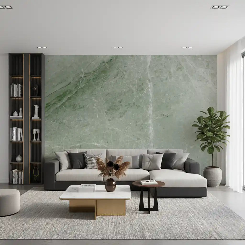Sage Green Marble Vein Texture Wall Mural