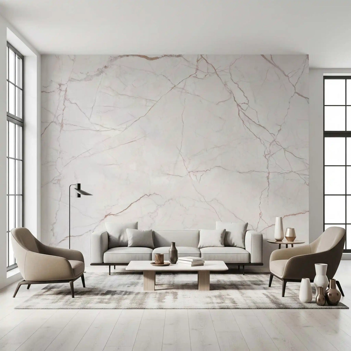 Subtle Cream Marble Veining Wall Mural